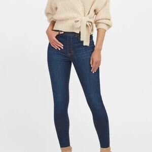 Spanx Slim-X Skinny Leg Dark Wash Structured Jeans Size 28